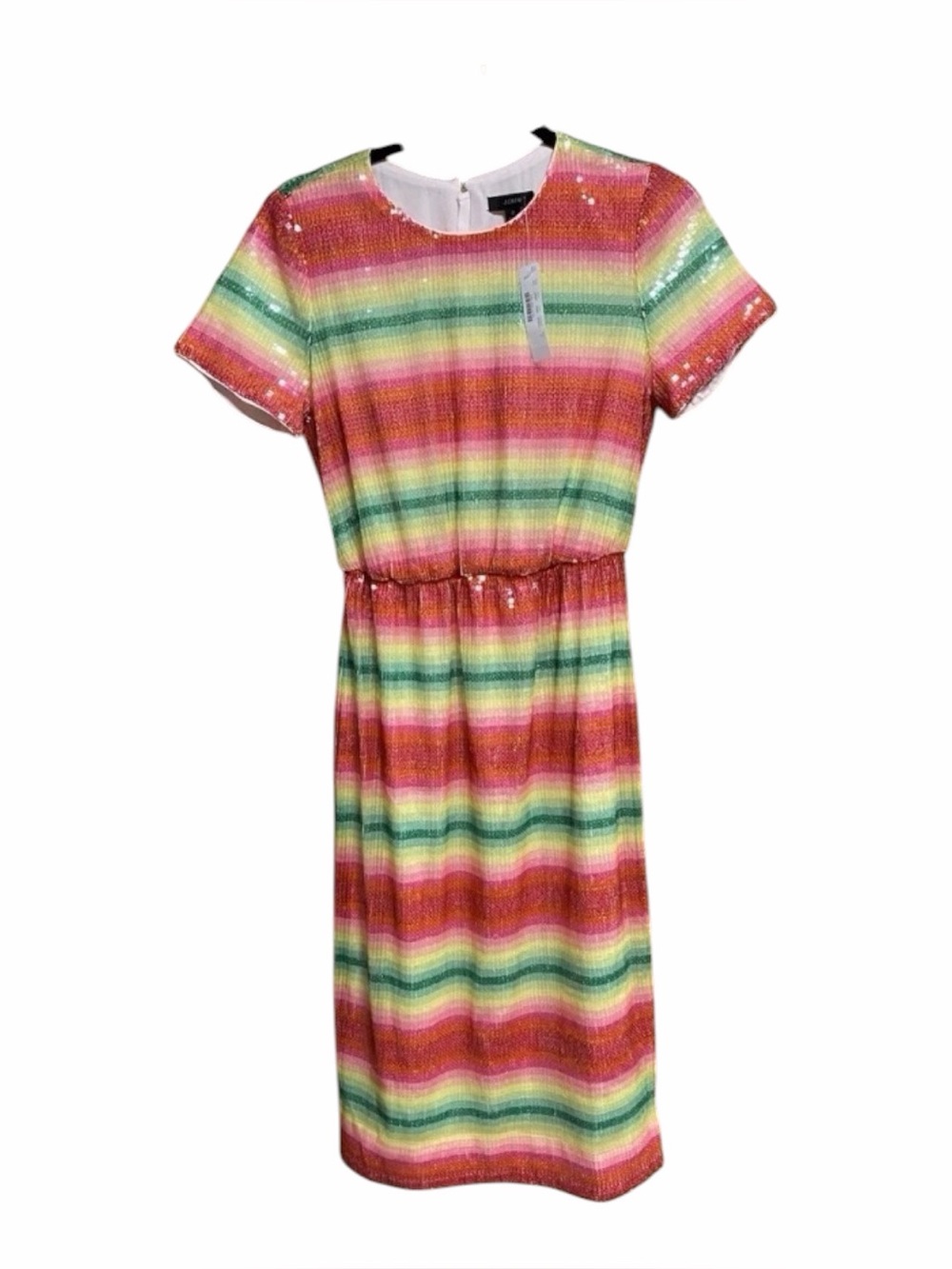 J.Crew Rainbow Sequin Stripe Midi Dress 2 NWT Party Wedding Guest